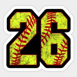 Fastpitch Softball Number 26 #26 Softball Shirt Jersey Uniform Favorite Player Biggest Fan Sticker
